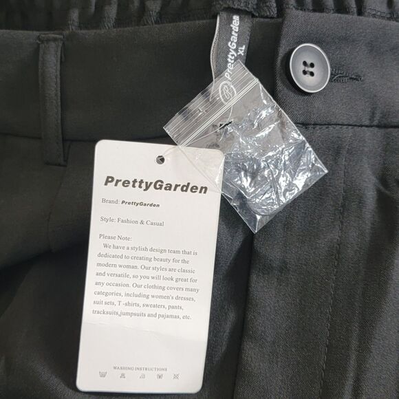 Pretty Garden Pants Womens XL Black Pleated Relaxed Fit Wide Leg Elastic Waist - Picture 11 of 13